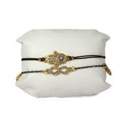 Fatma's Hand Leather Bracelet Black