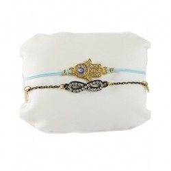 Fatma's Hand Leather Bracelet Light Blue