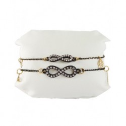 Fatma's Hand Auspicious Double Bracelet Black Chain