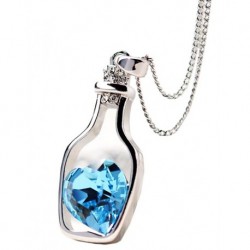 Silver Plated Bottle-shaped Blue Saworoski Stone Pendant