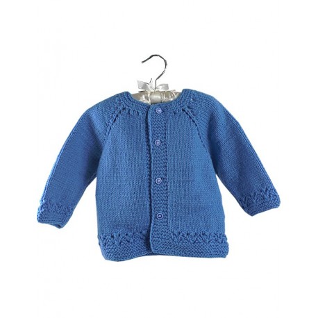 Baby Cardigan In Blue With Nazar Bead Buttons