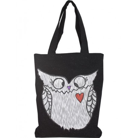 Design Jeans Printed Bag Black Color Owls