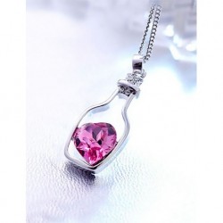 Silver Plated Pink Shape Blue Savaroski Stone Pendant