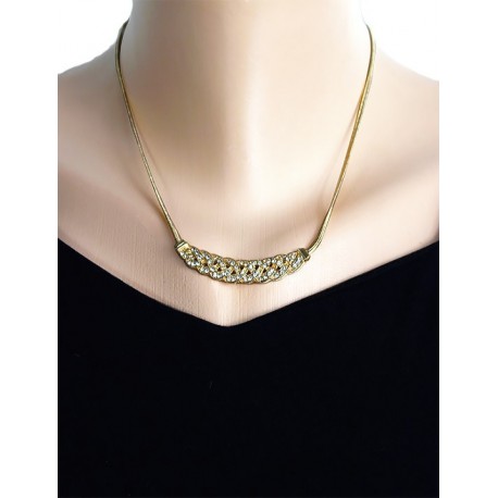 Chanel Model Snake Chain Crystal Necklace