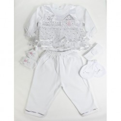 White Dotted Baby Girl Set