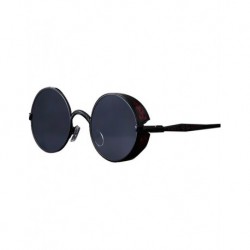 Gothic Steampunk Round Red Motif Design Black Glass Sunglasses