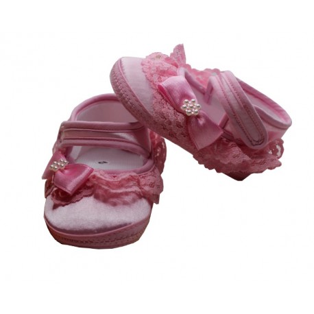 Pink Lace Girl Baby Bootie