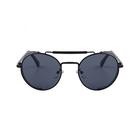 FashionMoon Gothic Model Black Framed Black Glazed Metal Edge Folding Model Unisex Sunglasses