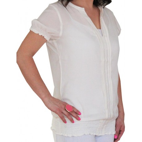 White Ruched Detail Blouse by Zero