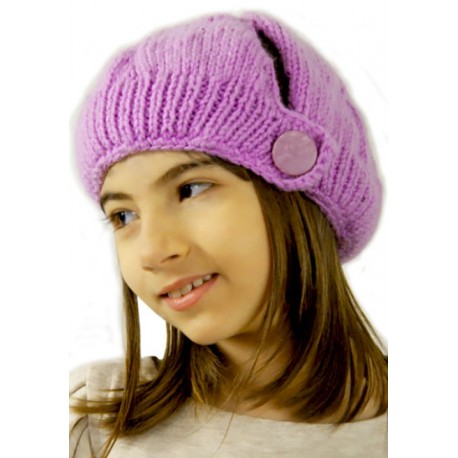 Childrens Knitted Hat In Purple