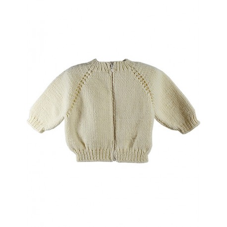 Cream narrow Collar Zippered Cardigan Baby