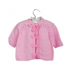 Baby Cardigan Pink With Pearl Buttons