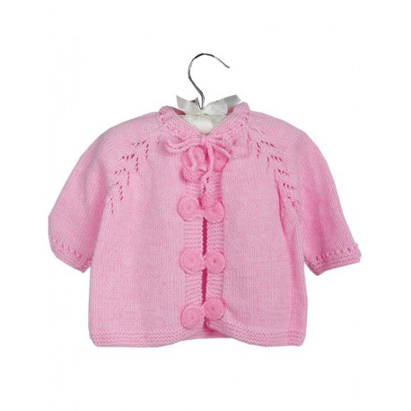 Baby Cardigan Pink With Pearl Buttons
