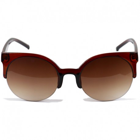 Round Half Cat Model Brown Sunglasses