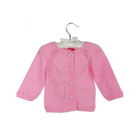 Baby Cardigan In Pink With Specially Made Buttons
