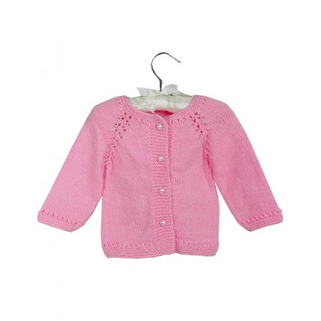 Baby Cardigan In Pink With Specially Made Buttons