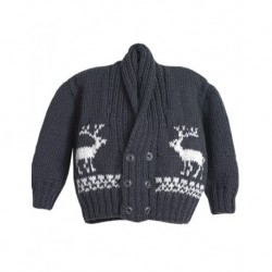 Baby Cardigan In Grey With Reindeer Design