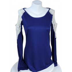 Blue Color Handles Lace T-shirt