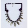 Custom Design Ethnic Pattern Purple Beaded Leaf Necklace