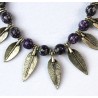 Custom Design Ethnic Pattern Purple Beaded Leaf Necklace