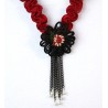 Custom Design Ethnic Model Red Needle Pendant Long Necklace