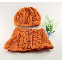 Childrens Knitted Hat Set In Orange Color