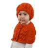 Childrens Knitted Hat Set In Orange Color