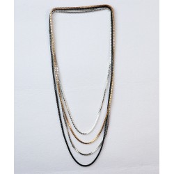 Three Color Chain Cast Long Necklace