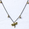 Black Chain Dragonfly Small Stone Pendant