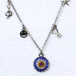 Silver Plated Chain Ring with Evil Eye Beads
