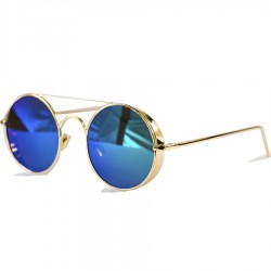 Gotihic Steampunk Round Design Purple Mirrored Sunglasses