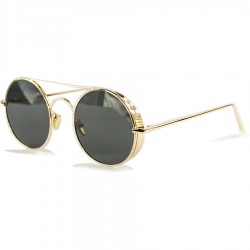 Gothic Steampunk Round Design Black Glass Sunglasses