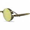 Gothic Steampunk Round Spring Design Yellow Mirror Glass Ancient Color Metal Framed Sunglasses