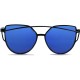 Gothic Steampunk Black Cat Design Blue Mirrored Sunglasses