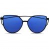 Gothic Steampunk Black Cat Design Blue Mirrored Sunglasses