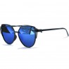 Gothic Steampunk Black Cat Design Blue Mirrored Sunglasses