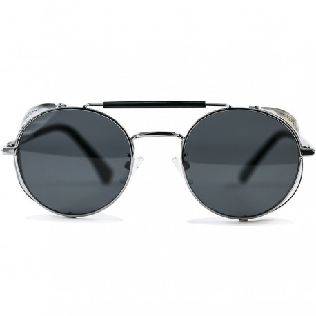FashionMoon Gothic Gray Rimmed Black Glass Metal Edge Folding Model Unisex Sunglasses