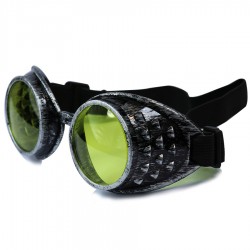 Gothic Steampunk Motorist All Model Green Glass Antique Silver Color Unisex Sunglasses