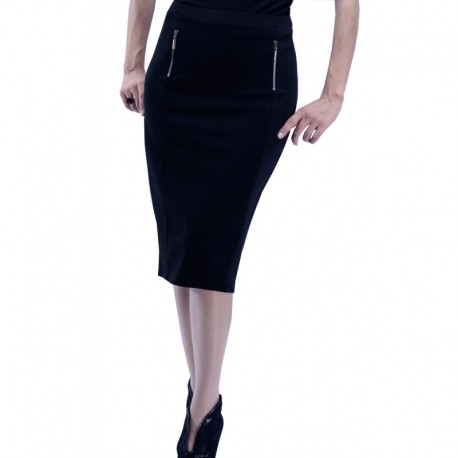 Jimmy Key Black Pencil Skirt With Zip Detail