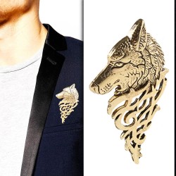 Fashion Moon Punk Wolf Pattern Necklace Brooch