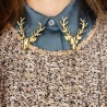 FashionMoon Golden Deer Head Model Necklace Brooch
