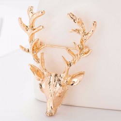 FashionMoon Golden Deer Head Model Necklace Brooch