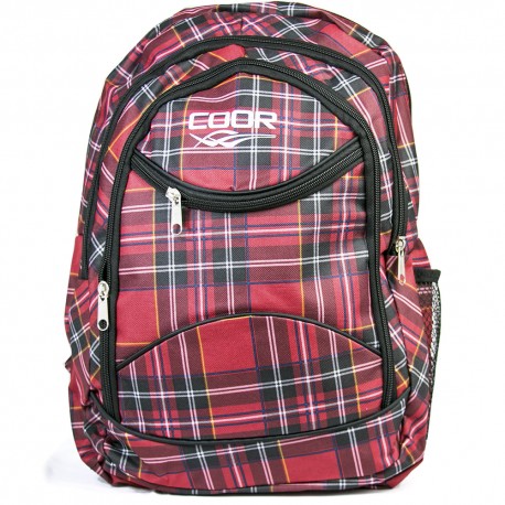 Coor Red Color Red Fabric Backpack
