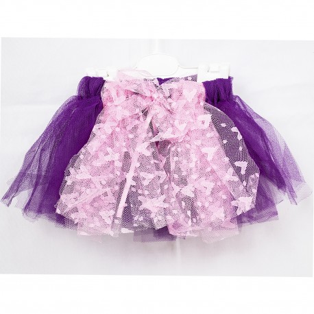 Baby Tull Skirt Purple Color Heart Pattern Tulle