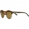 Fashion Moon Wooden Round Leopard Patterned Half-Frame Sunglasses