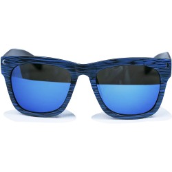 Fashion Moon Wooden View Model Blue Frame Blue Mirrored Sunglasses