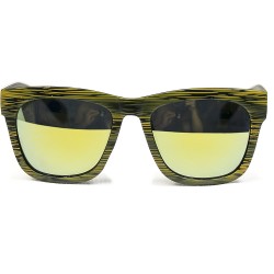 Fashion Moon Wooden View Model Yellow Frame Yellow Mirrored Sunglasses