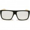 Fashion Moon Bamboo Handle Black Rectangular Frame Gray Mirrored Sunglasses