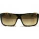 Fashion Moon Bamboo Handle Brown Leopard Patterned Rectangular Frame Sunglasses