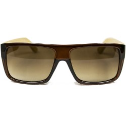 Fashion Moon Bamboo Handle Brown Rectangular Frame Sunglasses